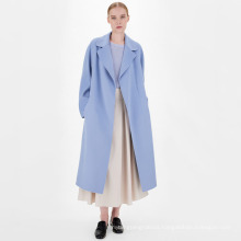 Customized Women Tie Up Wool Trench Long Coat